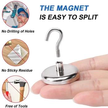 Сверхпрочные магнитные крючки со сверхпрочными неодимовыми магнитами N52 с удерживающей способностью Идеально подходят для подвешивания в круизном холодильнике и пальто