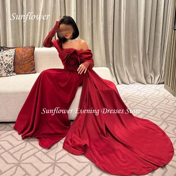 Красное, как подсолнух, платье для выпускного вечера с открытыми плечами, вечернее платье русалки, Саудовская Аравия, облегающее вечернее платье из крепа 2023, платье для выпускного вечера длиной до пола