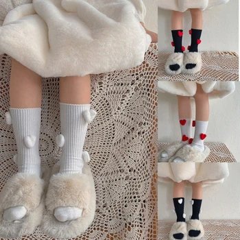 Носки до середины икры в виде сердца, теплые и удобные зимние носки, Детские зимние плюшевые носки
