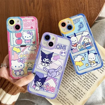 Sanrio hello kitty Kuromi Pochacco Прозрачный Чехол Для Телефона iPhone 15 14 13 12 11 Pro Max Xr 8 14 Plus Милый Мультяшный Чехол