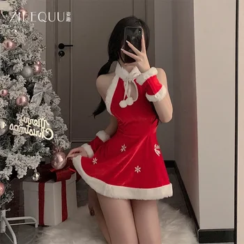 Рождественский наряд бренда Ziqi, милое плюшевое сексуальное женское белье с открытой спиной, бархатный тонкий женский униформный костюм 6112