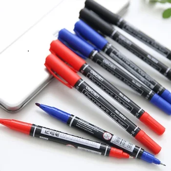 Водонепроницаемые перманентные ручки с двойным наконечником 0,5 / 1,0 мм, черные, синие, красные, художественные маркеры, канцелярские принадлежности для студентов, школы и офиса