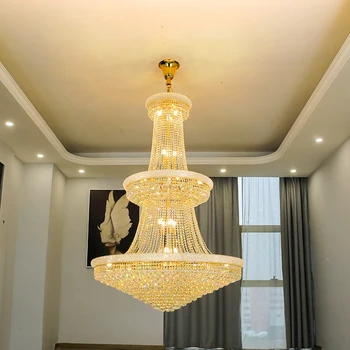 Светодиодный подвесной светильник Роскошная хрустальная люстра для гостиной, вестибюль отеля, вилла, лестница с высоким потолком, люстра в европейском стиле