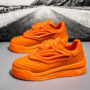 Новые модные Оранжевые кроссовки Для мужчин, Оригинальная дизайнерская мужская обувь для скейтборда, уличная обувь в стиле хип-хоп, Мужские комфортные кроссовки на платформе