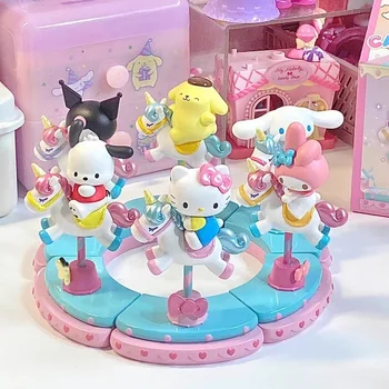 Sanrio Dream Carousel Blind Box Kawaii Kuromi My Melody Hello Kitty Cinnamoroll Украшение Рабочего Стола Подарок На День Святого Валентина Для Девочки
