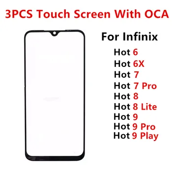3ШТ Hot9 Сенсорный Экран Для Infinix Hot 9 Play 8 Lite 7 Pro 6X6 Передняя Панель ЖК-дисплея Ремонт Внешнего Стекла Замена Деталей + OCA