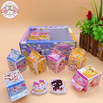 Sanrio Новый ластик 12/24 шт. Креативный ластик для моделирования в коробке с молоком, Милые мультяшные детские карандаши, Ластик, Студенческие Резиновые подарки в штучной упаковке