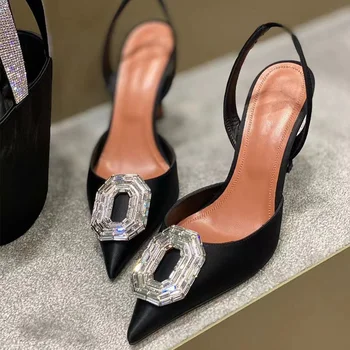 Женская обувь в продаже 2023 Модные женские босоножки Летние женские босоножки Baotou на тонком каблуке Элегантные туфли на высоком квадратном каблуке с кристаллами