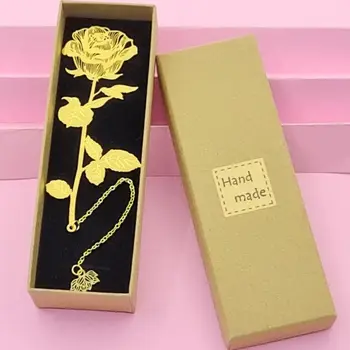 1 комплект Золотых Металлических закладок В подарок на Новый год в подарочной коробке Винтажная подвеска-закладка с Золотой розой, Маркер для страниц в классическом стиле