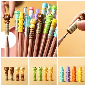 4шт Милый Мультяшный Колпачок для карандаша, крышка для ручки, Удлинитель для карандаша, Канцелярские принадлежности для школьников, Пластиковый протектор для карандашей