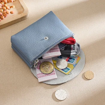 2023 новая стильная кожаная сумка для мелочи женская сумка для монет сумка для мелочи из воловьей кожи маленькая сумочка для карточек ключей
