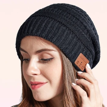 Вязаная зимняя теплая шапка-гарнитура 5.0, совместимая с Bluetooth, Беспроводные музыкальные наушники для стереовызова, шапка для ночных пробежек
