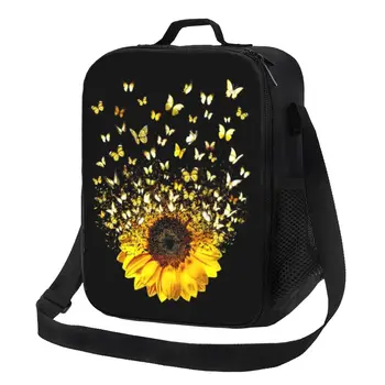 Летающий подарок с бабочкой и подсолнухом, изолированная сумка для ланча для женщин, цветочный кулер, Термосумка для ланча для детей, школьников