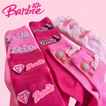 Носки Barbie Удобны, дышащие, с милым галстуком-бабочкой из аниме, Носки до середины икры, впитывают пот, Спортивные носки Kawaii Y2k