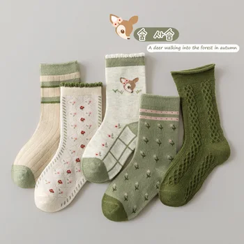 Носки для девочек от 3 до 12 лет, осенние модные кружевные носки, детские хлопчатобумажные носки длиной до середины икры для маленьких детей