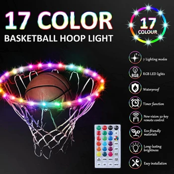 Баскетбольное Кольцо Освещает 17 Цветов, Меняющих Ночные Огни, Баскетбольный Обод Светодиодный Светильник Длиной 16 футов Для Игр Детей На Открытом воздухе