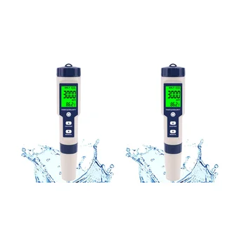 2X Солевой тестер для бассейна, цифровой измеритель солености, высокоточный тестер солености 5 в 1 для соленой воды, водонепроницаемый тестовый набор