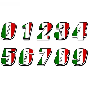 Гоночный номер 0123456789 Наклейки с флагом Италии Прочная автонаклейка для мотокросса на корпус топливного бака, автомобильная наклейка, автомобильные аксессуары