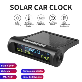 Солнечные Автомобильные Цифровые Часы Black AN01 TPMS Look С Датой И Дисплеем Температуры В Автомобиле Аксессуары Для Автомобилей