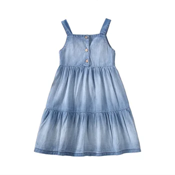 Джинсовое платье Для девочек 2023 Летнее Детское Платье На Подтяжках Модная Детская Пляжная Одежда Для Отдыха