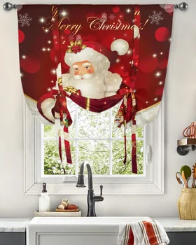 Рождественские шторы Санта-Клауса для гостиной, спальни, современные занавески на окно, короткие занавески для кухни