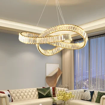 Роскошные светодиодные люстры в минималистском стиле, подвесные светильники из хрусталя, гостиная, кухня, холл отеля, спальня, подвесное освещение