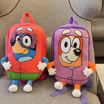Плюшевая сумка для семьи Бинго из мультфильма каваи, детская школьная сумка, синий Плюшевый мини-рюкзак Бинго, Мягкая сумка для книг, Подарки для детей