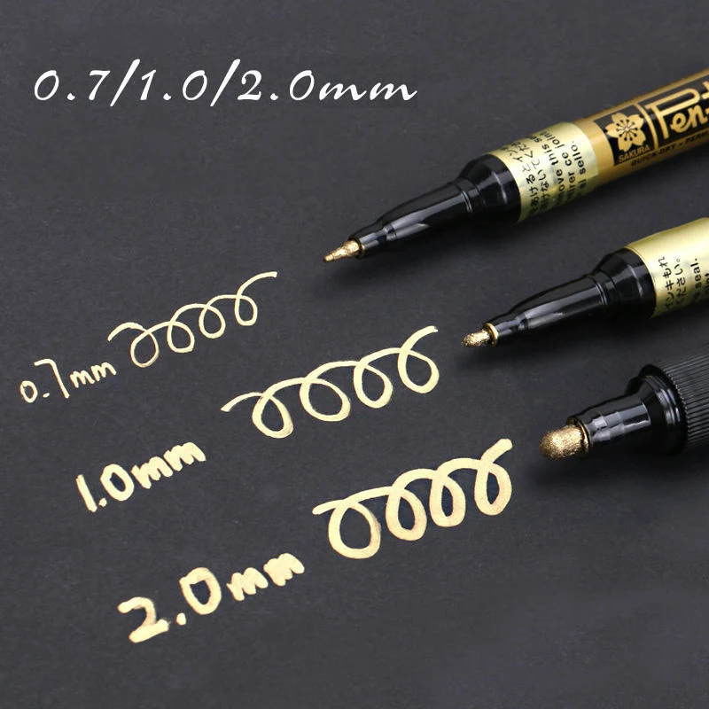 0.7/1.0/2.0 мм Серебристо-золотые Перманентные Металлические маркеры, Студенческие Эскизы, Маркеры для граффити, ручка-вкладыш, Японские Канцелярские принадлежности Изображение 2