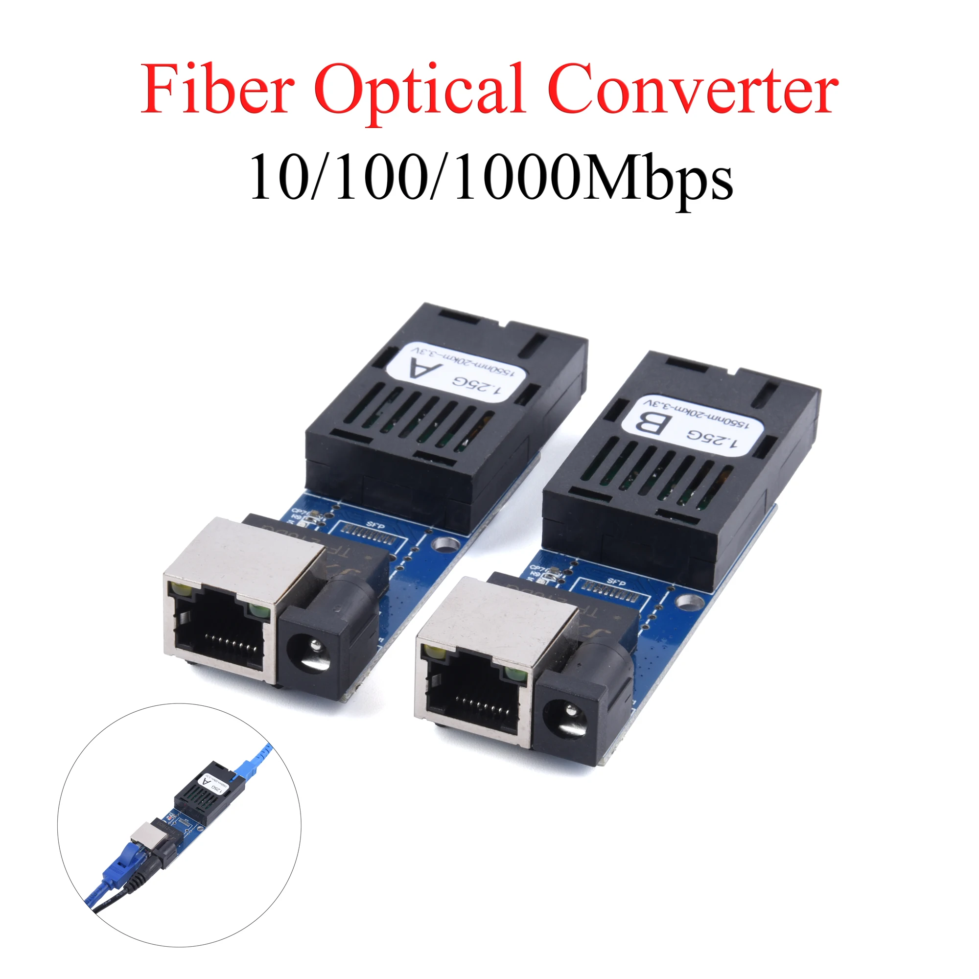 1 пара мини-гигабитных волоконно-оптических медиаконвертеров 10/100/1000 Мбит /с в однорежимном режиме 3 км UPC /APC SC-порт Изображение 0
