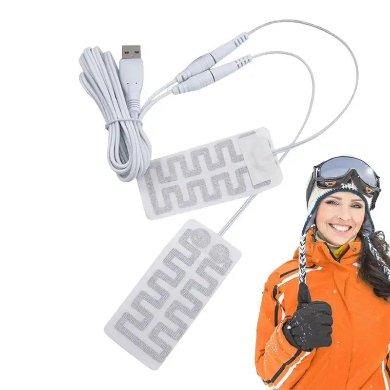 1 пара электрических USB-перчаток с обогревателем, перчатки с подогревом, ткань из углеродного волокна, USB-коврик для перчаток с подогревом Изображение 1