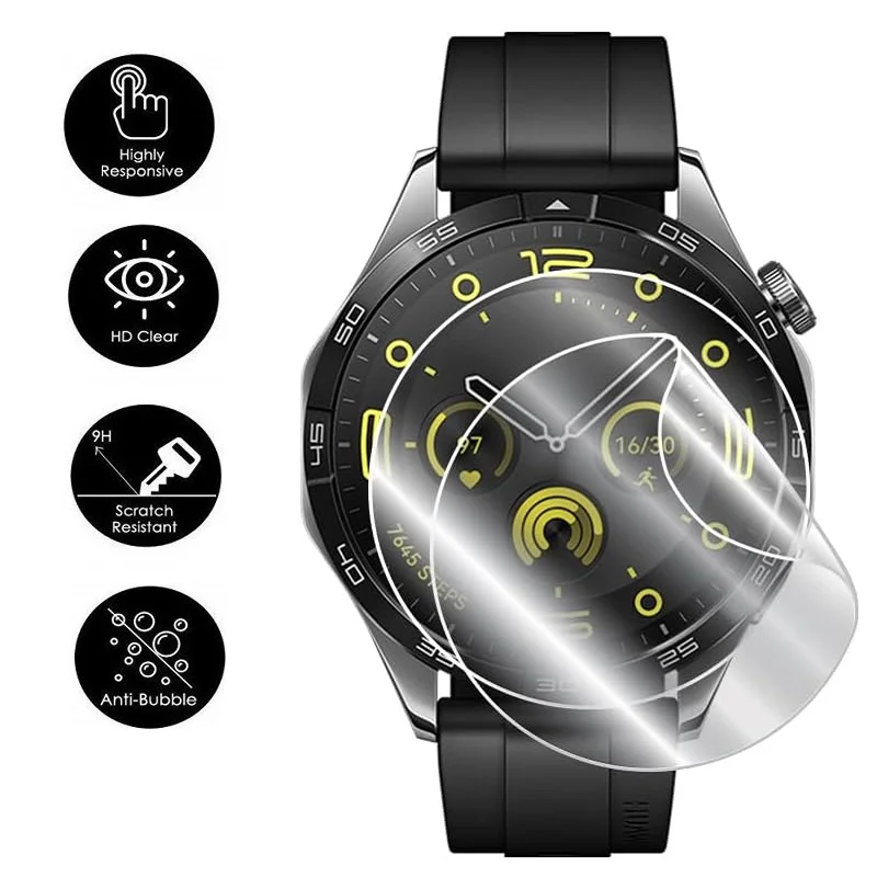 100ШТ TPU Гидрогелевая Мягкая Защитная Пленка для Экрана Huawei Watch GT4 46 мм 41 мм Круглые Смарт-Часы HD Прозрачная Защитная Пленка Изображение 1
