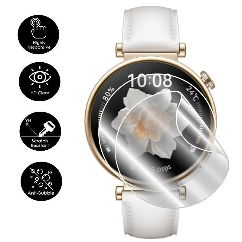 100ШТ TPU Гидрогелевая Мягкая Защитная Пленка для Экрана Huawei Watch GT4 46 мм 41 мм Круглые Смарт-Часы HD Прозрачная Защитная Пленка Изображение 2