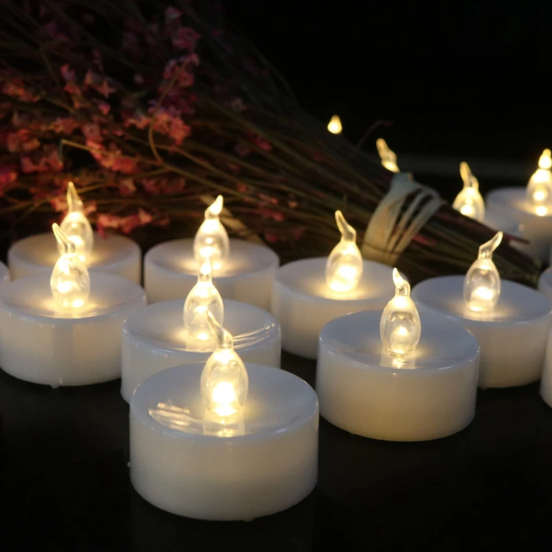 12шт Теплые Белые Беспламенные Свечи Лампа С Батарейным Питанием Свечи Электронная Свеча Изображение 1