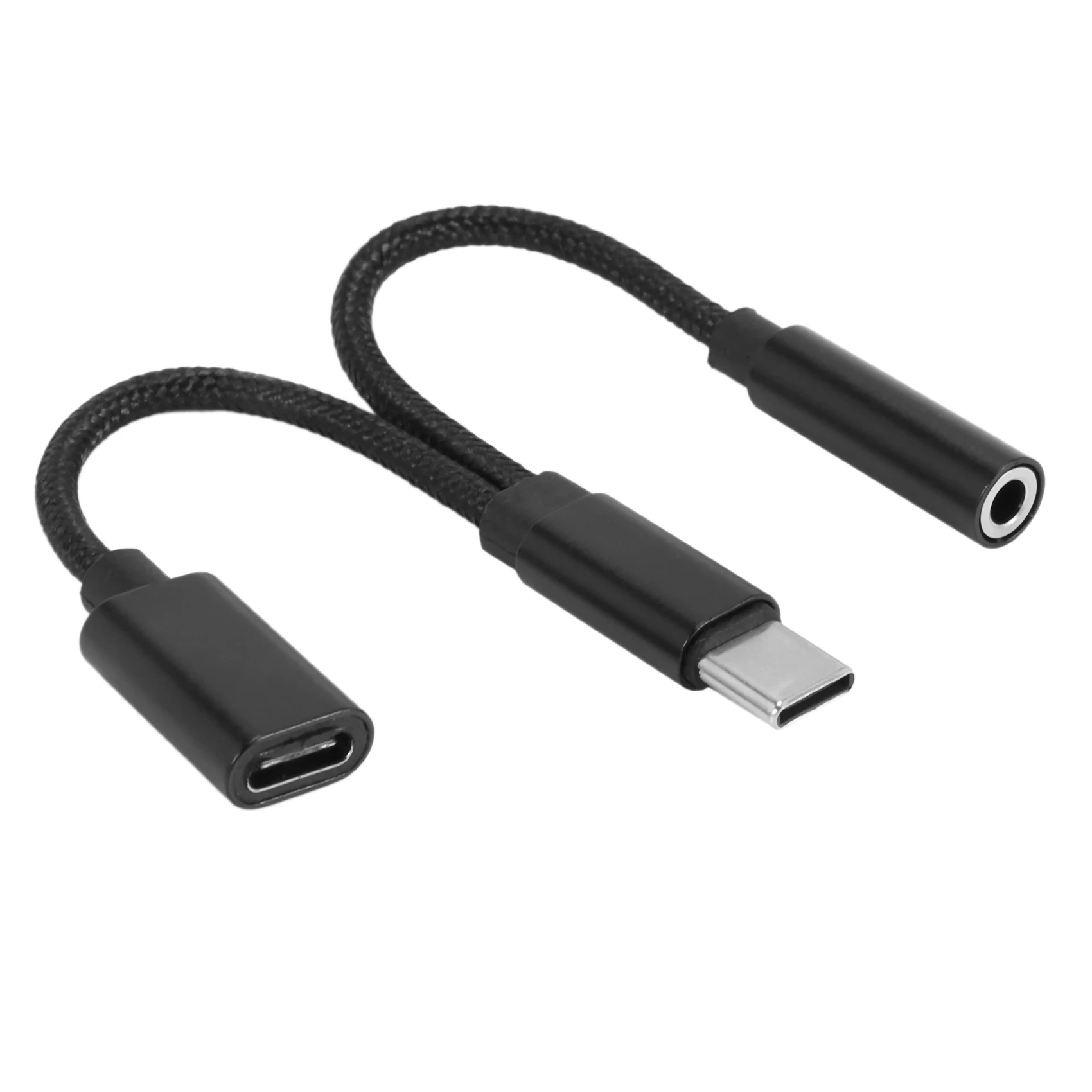 2 в 1 Адаптер для наушников Type C, разъем-разветвитель USB C, конвертер для зарядки аудио AUX для Huawei Samsung Xiaomi Изображение 1