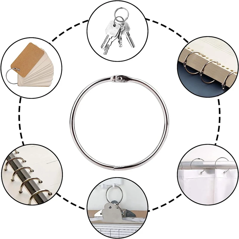 2-Дюймовые 50 упаковок вкладышей, связующие кольца, связующие кольца из никелированной стали, связующие кольца для ключей, металлические кольца Изображение 1
