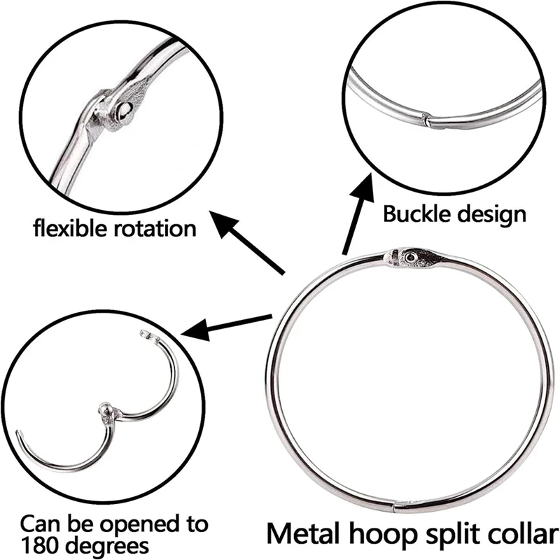 2-Дюймовые 50 упаковок вкладышей, связующие кольца, связующие кольца из никелированной стали, связующие кольца для ключей, металлические кольца Изображение 3