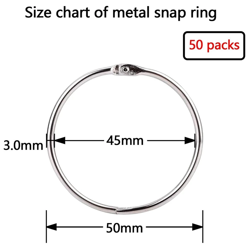 2-Дюймовые 50 упаковок вкладышей, связующие кольца, связующие кольца из никелированной стали, связующие кольца для ключей, металлические кольца Изображение 5