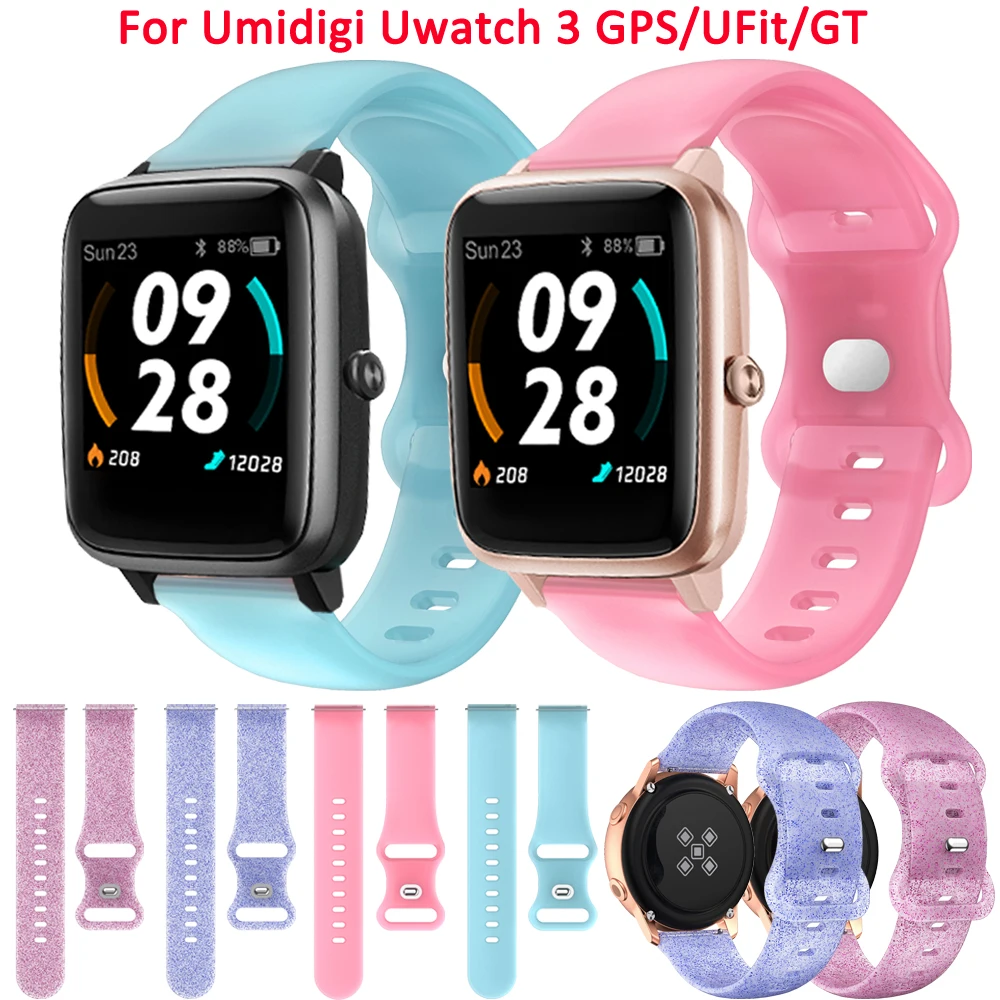 20 мм Силиконовый Ремешок Для Umidigi Uwatch 3 GPS Smartwatch Светящийся Светящийся Ремешок Для Umidigi UFit GT Сменный Ремешок Для Часов Браслет Изображение 0