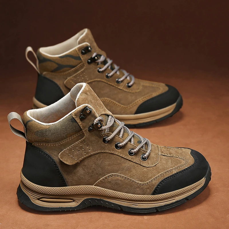 2023 Зимняя мужская обувь на шнуровке, Мужская Повседневная обувь, Нескользящая Мужская Повседневная Кожаная обувь, Мужские кроссовки для Альпинизма Изображение 1