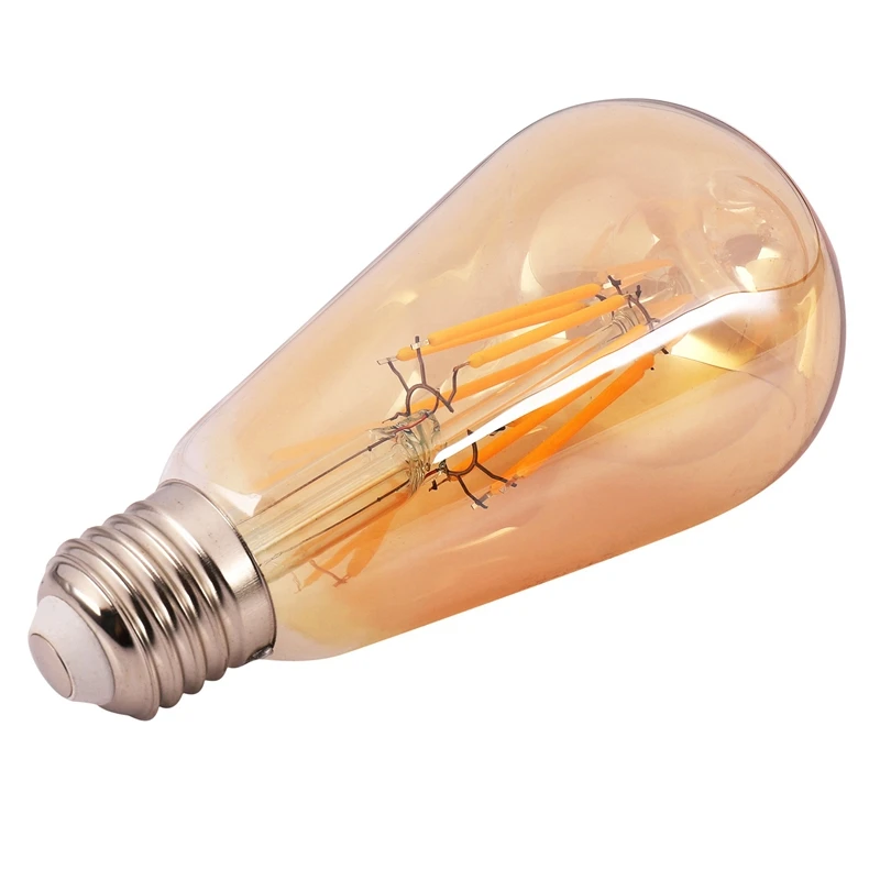 2X Dimmable E27 8 Вт Ретро винтажная светодиодная лампа накаливания ST64 COB Цвет корпуса лампы: золотистый Изображение 3