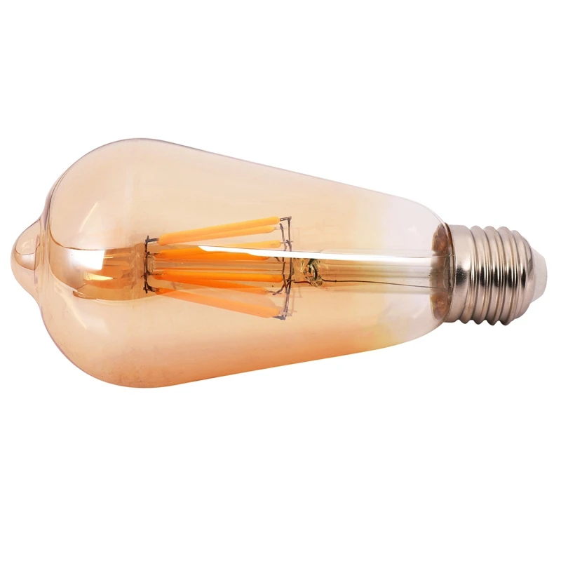 2X Dimmable E27 8 Вт Ретро винтажная светодиодная лампа накаливания ST64 COB Цвет корпуса лампы: золотистый Изображение 5
