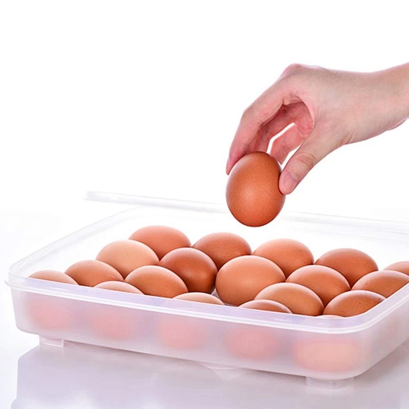 2X Держатель Для яиц Для Холодильника, С Крышкой Для Хранения Яиц В Холодильнике, Штабелируемые Пластиковые Контейнеры Для Яиц, Лоток на 24 Яйца Изображение 2