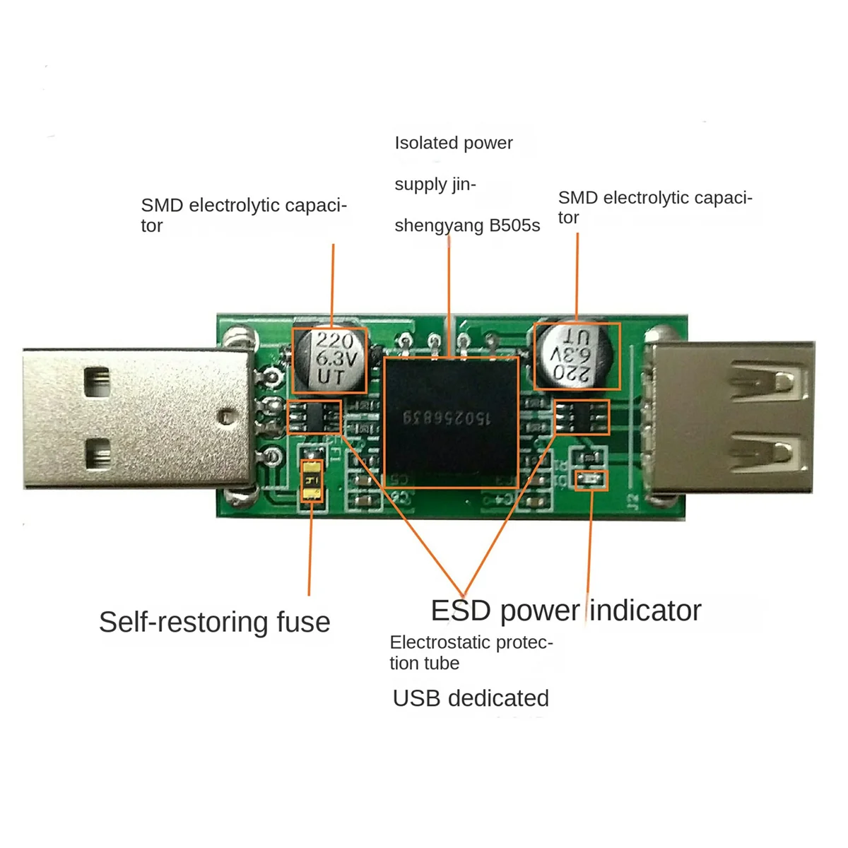2X Модуль USB-изолятора ADUM3160 Поддержка модуля изоляции напряжения от USB к USB 12 Мбит /с Изображение 3