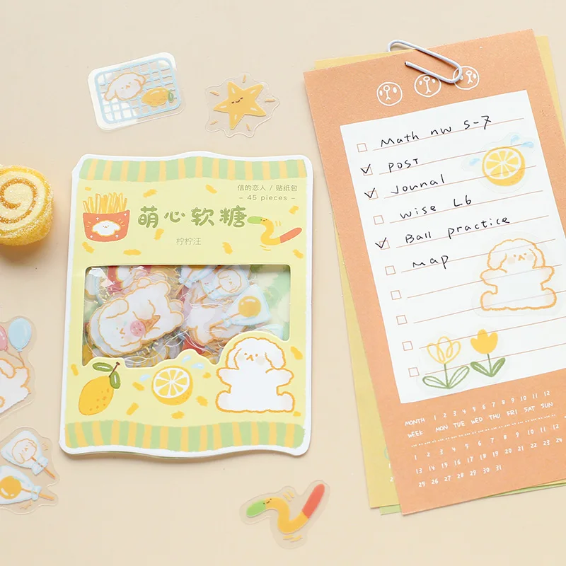 45 шт. / упак. Серия Cute Candy, милые наклейки Kawaii в коробках, планировщик, канцелярские принадлежности для скрапбукинга, японские наклейки для дневника Изображение 1