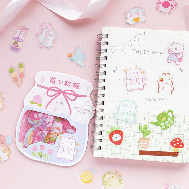 45 шт. / упак. Серия Cute Candy, милые наклейки Kawaii в коробках, планировщик, канцелярские принадлежности для скрапбукинга, японские наклейки для дневника Изображение 2
