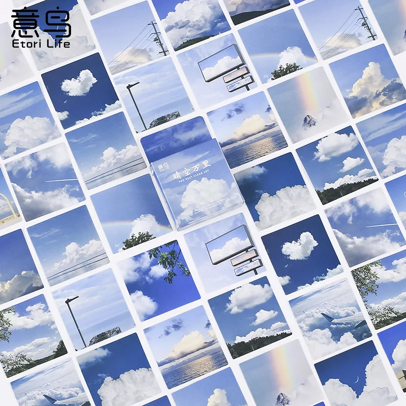 46 Шт Набор Наклеек Kawaii Ясное Небо Облачный Пейзаж Diy Этикетка Для Скрапбукинга Art Craft Planner Journal Подарочная Упаковка Изображение 0