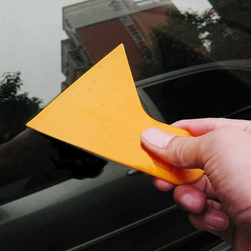 5X Пластиковая Желтая Авто Наклейка На Окно Автомобиля Пленка Скребок Ракель Инструмент Для чистки 10,5X9,5 см Изображение 4