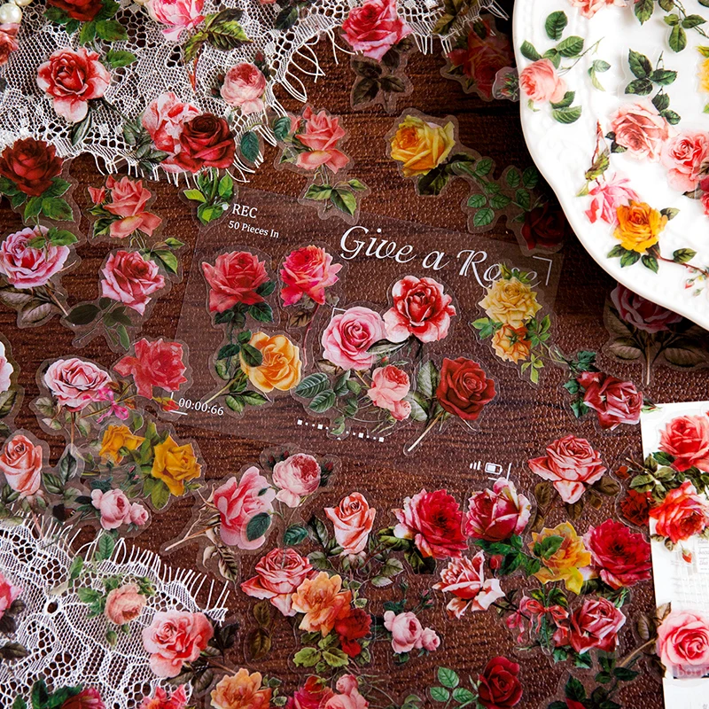6 упаковок / ЛОТ Подарочная серия Rose ретро креативное украшение DIY наклейка для домашних ЖИВОТНЫХ Изображение 1