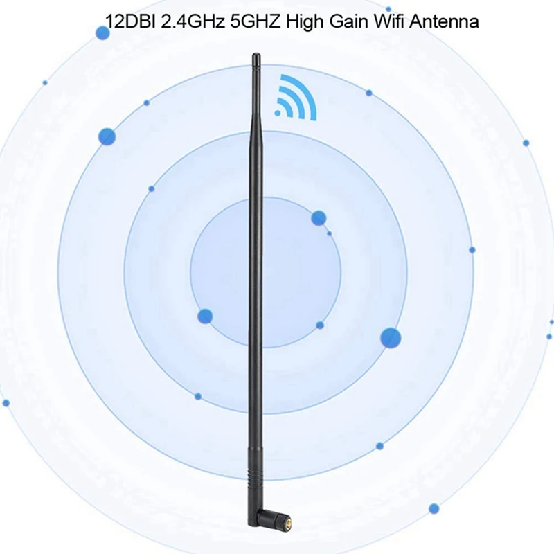 6X 12DBI Wifi Антенна, Двухдиапазонная Wifi Антенна Дальнего Действия 2,4 G/5G С Высоким Коэффициентом усиления С Разъемом RP SMA Для Беспроводной Сети Изображение 5