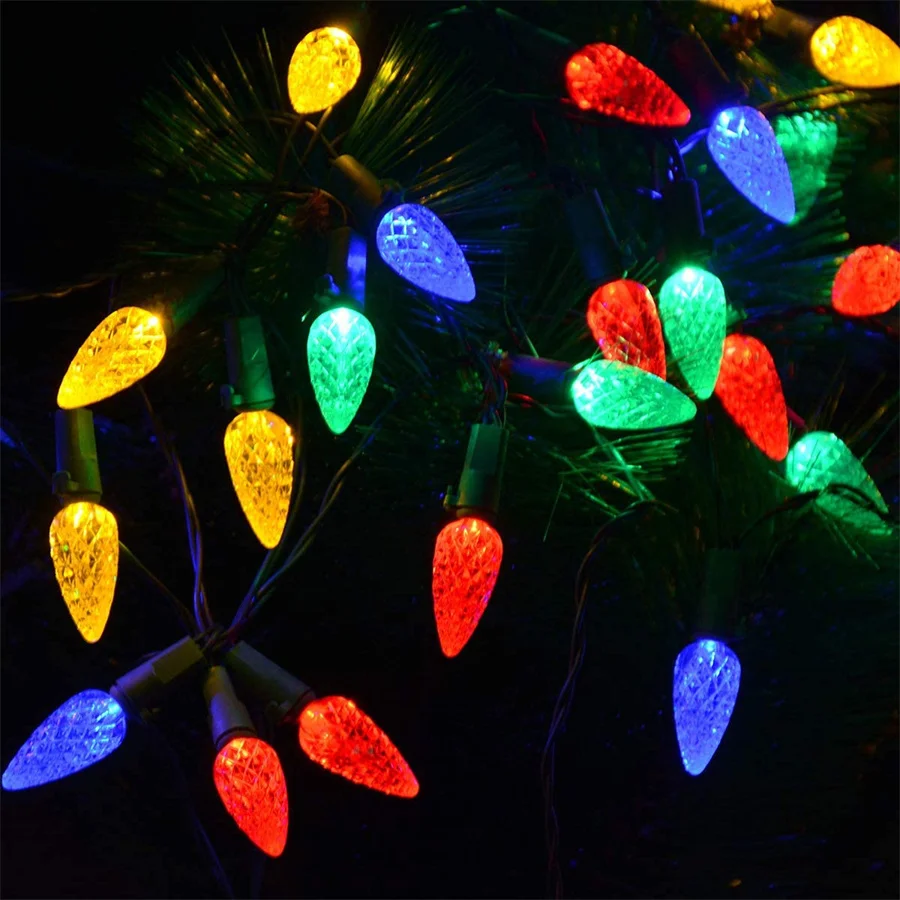 C6 Strawberry Solar Christmas String Light 50/100 Светодиодная солнечная гирлянда, разноцветная Клубничная фея для наружного декора Изображение 3